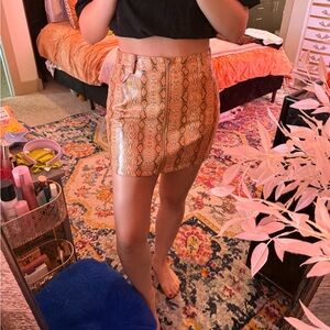 Wild Honey Orange Snake Print Mini Skirt